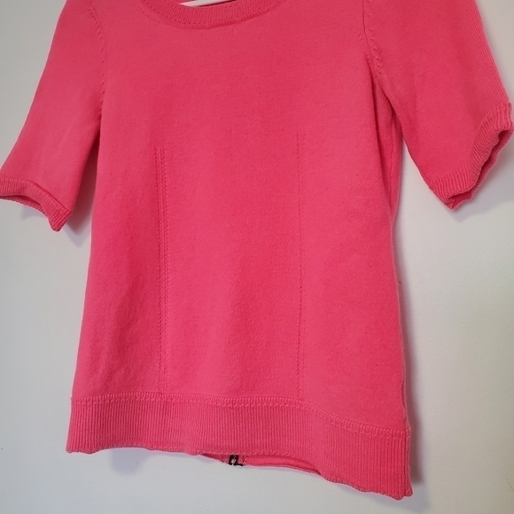 Milly Knit Zip Back Merino Wool Sweater Back Zipper in Fluo Coral - Picture 6 of 7